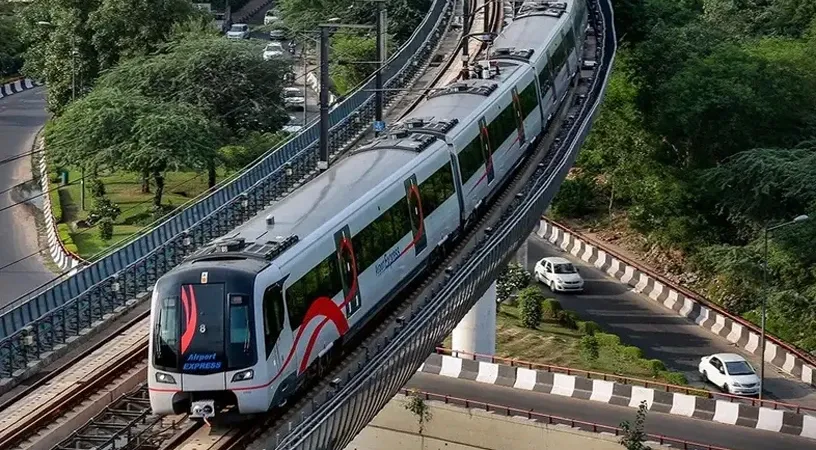 Metro train connecting the airport