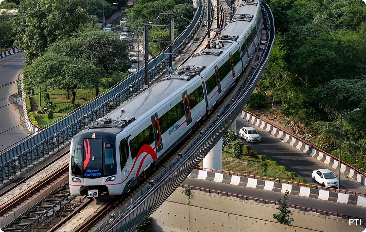 Metro train connecting the airport