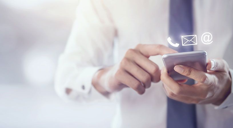 Person using phone for contact support