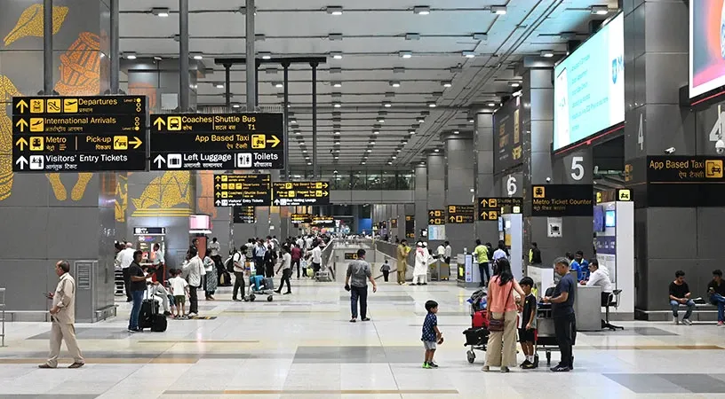 Busy airport terminal