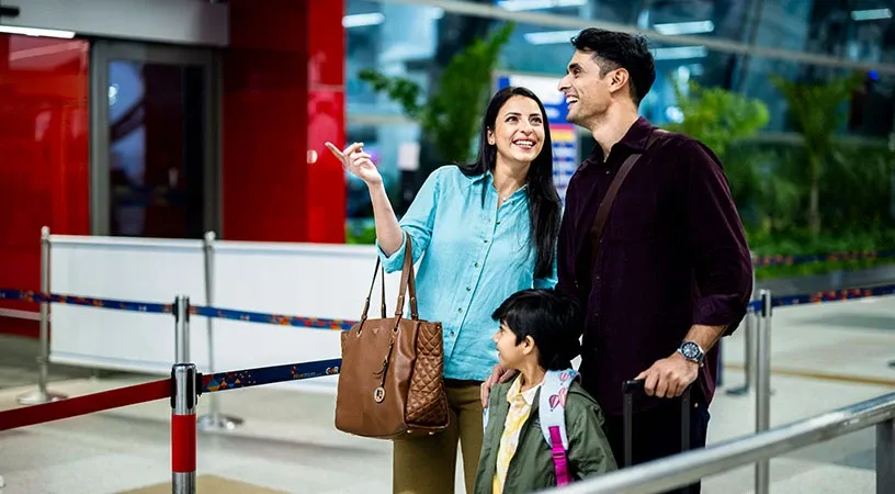 Passengers entering terminal